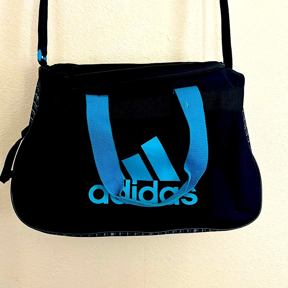 Adidas gym bag, blue and black
